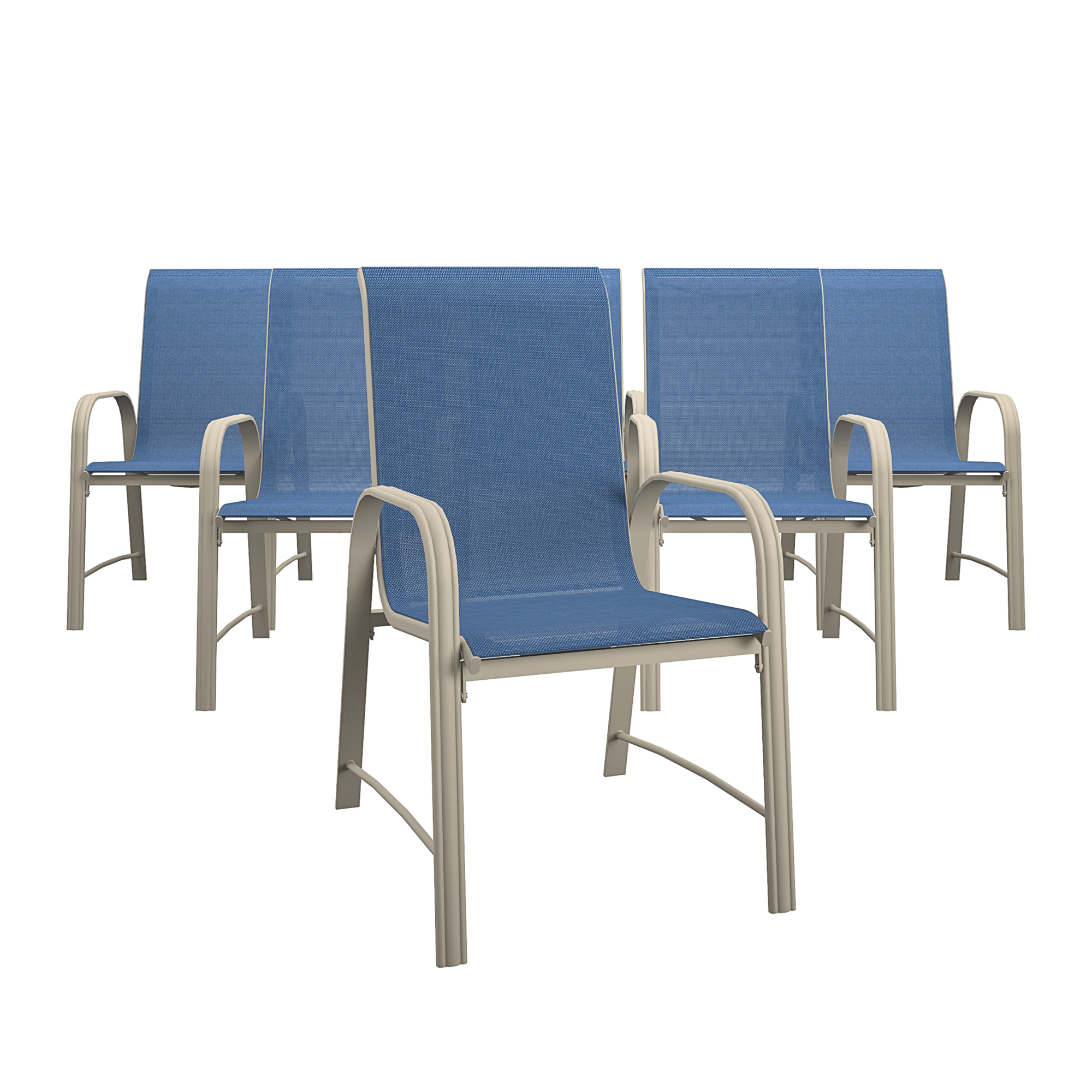 Cosco, Paloma Steel Patio Dining Chairs, 6-Pack, Primary Color Navy, Material Steel, Width 17.75 in, Model# 88645BGPE
